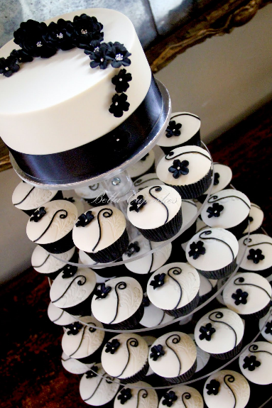 black and purple wedding cupcakes